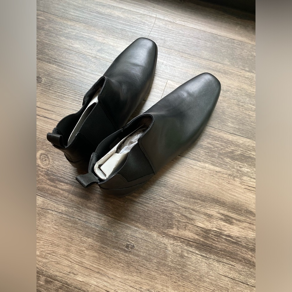 Clarks Black Solid Leather Mid-Top Flat Boots Men… - image 2